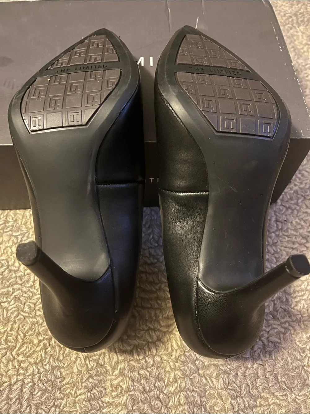 The Limited Black Pointed-Toe Leather-Look Pumps